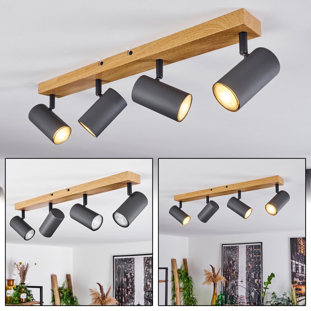 Javel Deckenleuchte Holzoptik, Schwarz, 4-flammig main product photo