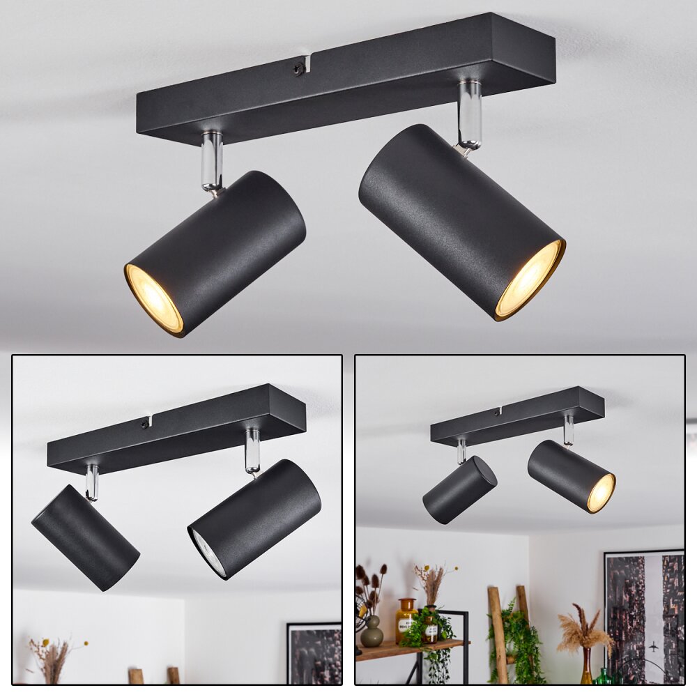 Javel Deckenleuchte Chrom, Schwarz, 2-flammig main product photo
