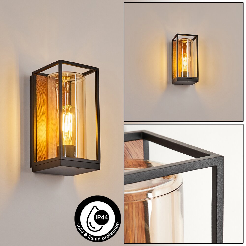 Palanga Außenwandleuchte Braun, Holzoptik, Schwarz, 1-flammig main product photo