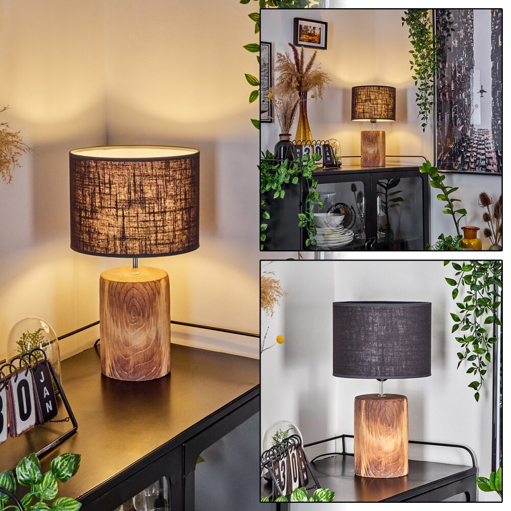 Korhola Tischleuchte Braun, Chrom, Holzoptik, 1-flammig main product photo
