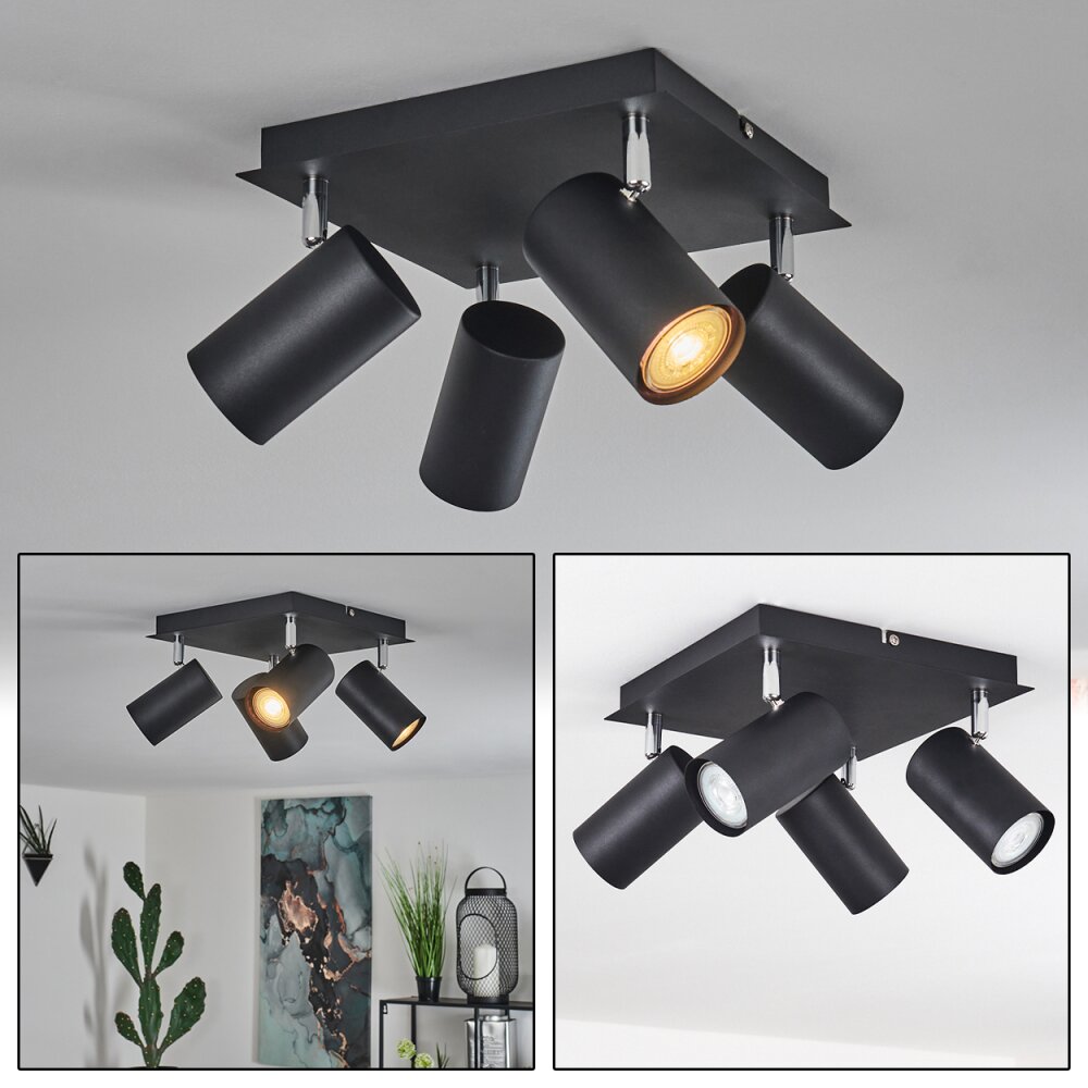Zuoz Deckenleuchte Chrom, Schwarz, 4-flammig main product photo