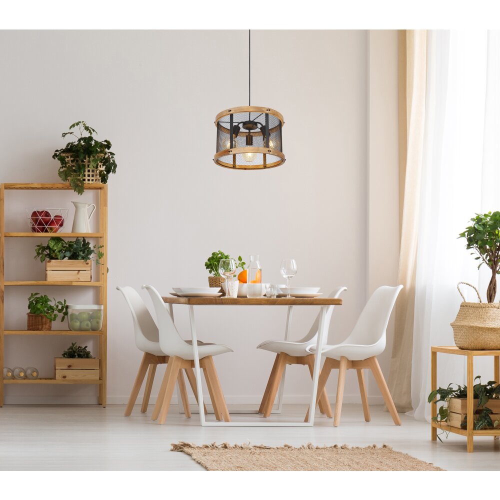 Globo JEANIE Hängeleuchte Holz dunkel, Schwarz, 3-flammig main product photo