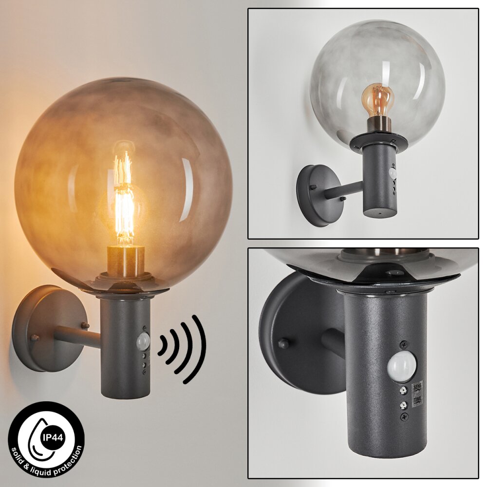 Bostarenga Außenwandleuchte Anthrazit, 1-flammig, Bewegungsmelder main product photo