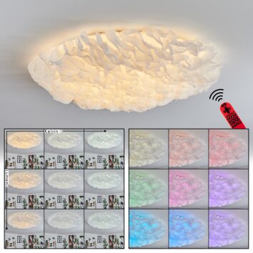 Messejana  Deckenleuchte LED Weiß, 1-flammig, Fernbedienung, Farbwechsler