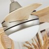 Morino Deckenventilator Naturfarben, Nickel-Matt, 2-flammig, Fernbedienung
