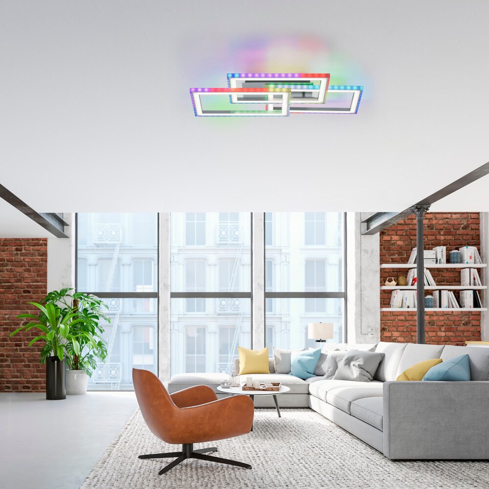 Leuchten Direkt FELIX60 Deckenleuchte LED Stahl gebürstet, 1-flammig, Fernbedienung, Farbwechsler main product photo