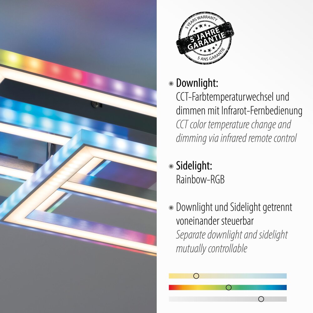 Leuchten Direkt FELIX60 Deckenleuchte LED Stahl gebürstet 14636-55 | Deckenlampen