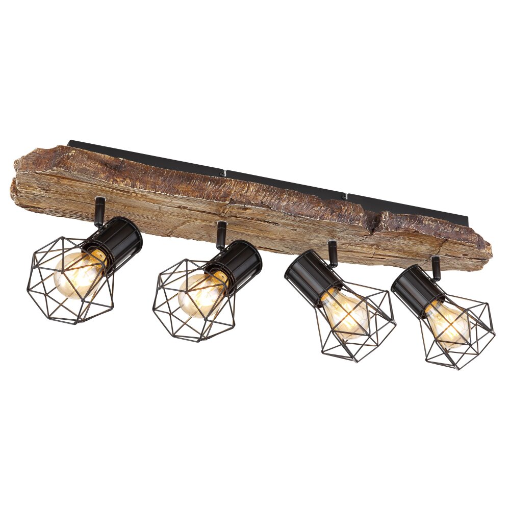 Globo PRISKA Deckenleuchte Holzoptik, Schwarz, 4-flammig main product photo