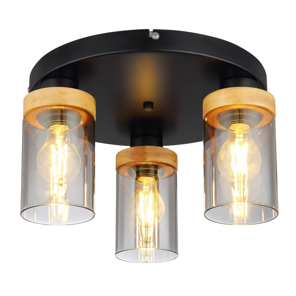 Globo FINCA Deckenleuchte Naturfarben, Schwarz, 3-flammig main product photo