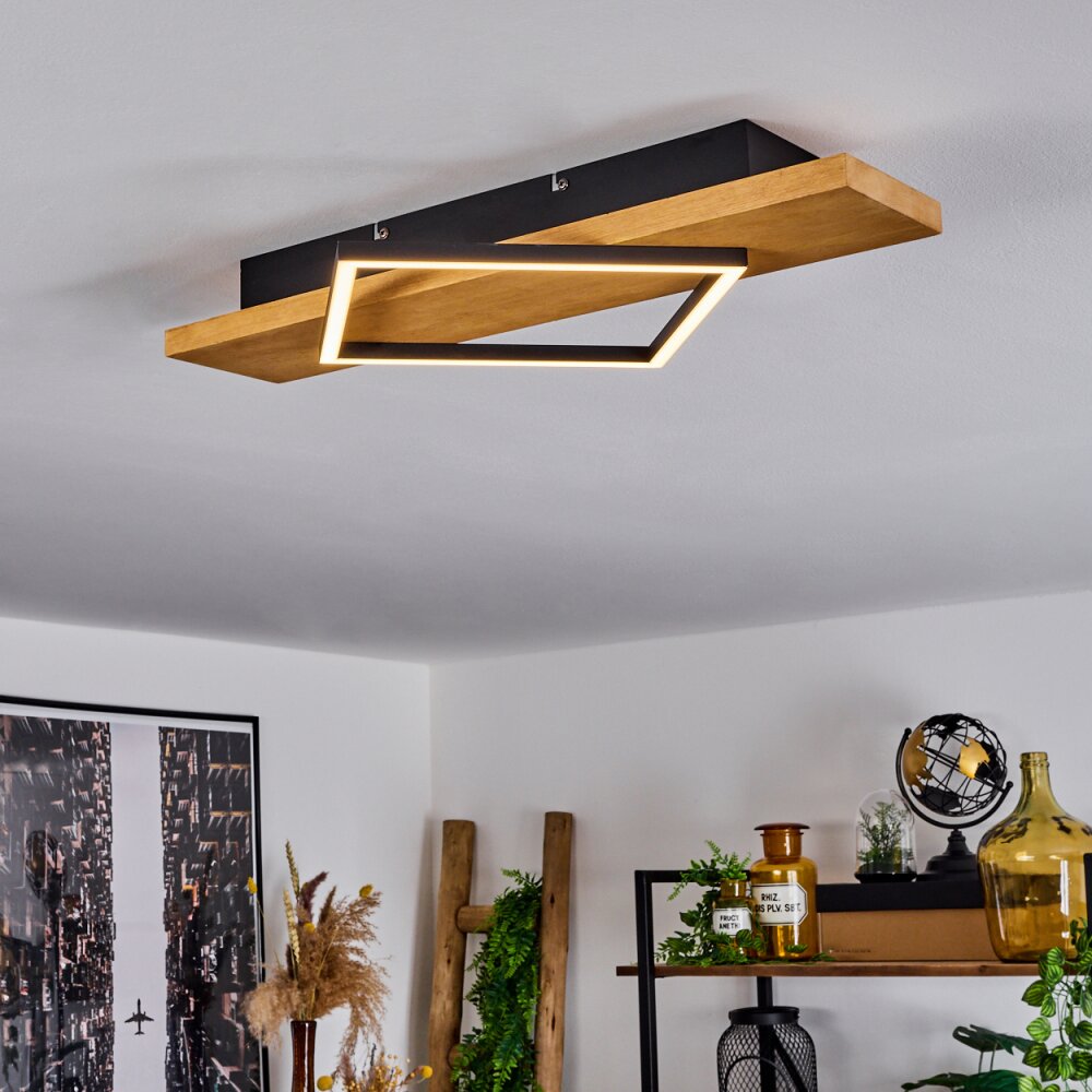 Pompu Deckenleuche LED Holz hell, Schwarz, 1-flammig main product photo