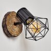 Bardhaman     Wandleuchte Holz hell, Holzoptik, Schwarz, 1-flammig