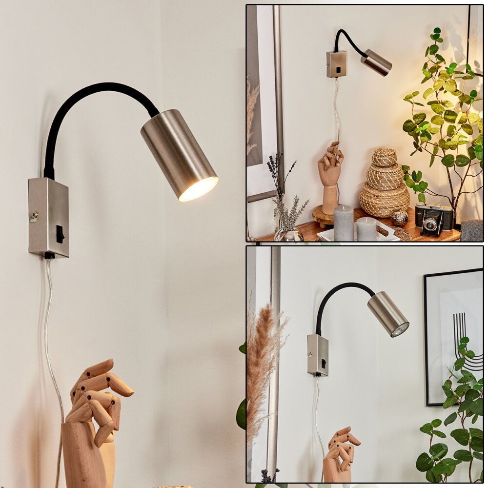 Javel Wandleuchte Nickel-Matt, Schwarz, 1-flammig main product photo
