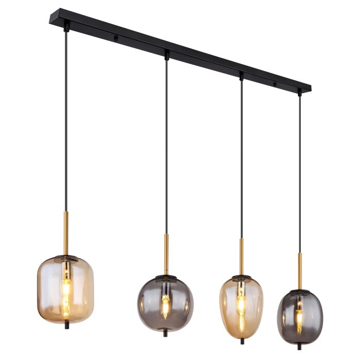 Globo BLACKY Pendelleuchte Messing, Schwarz, 4-flammig