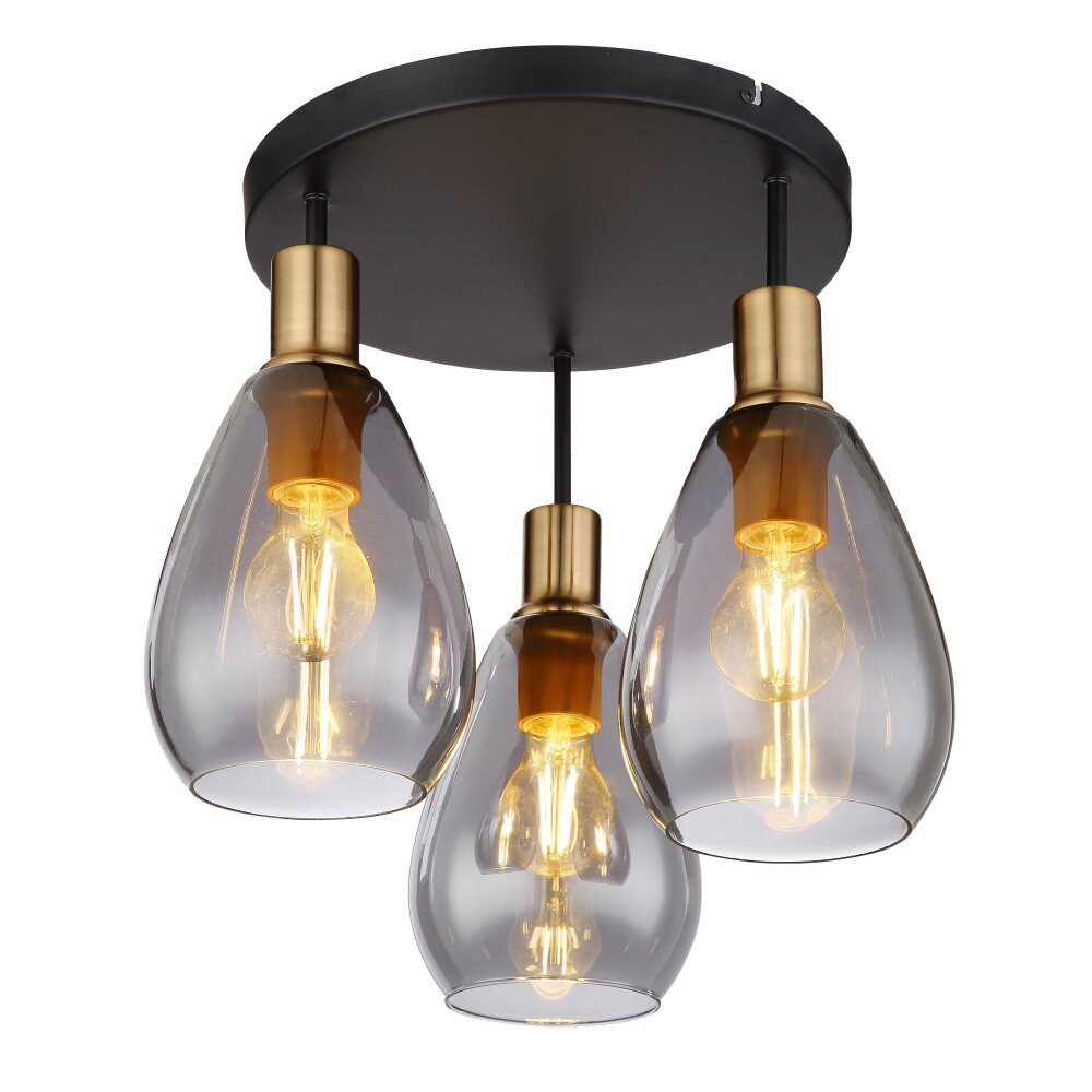 Globo FANNI Deckenleuchte Messing, Schwarz, 3-flammig main product photo