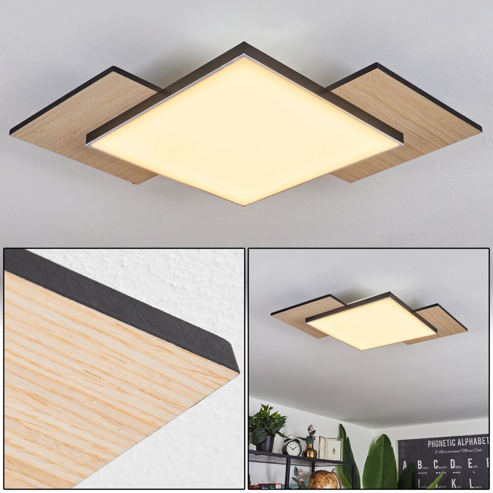 Barullu Deckenpanel LED Holz hell, Schwarz, Weiß, 1-flammig main product photo