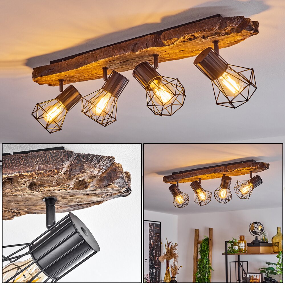 Bardhaman Deckenleuchte Braun, Holzoptik, Schwarz, 4-flammig main product photo