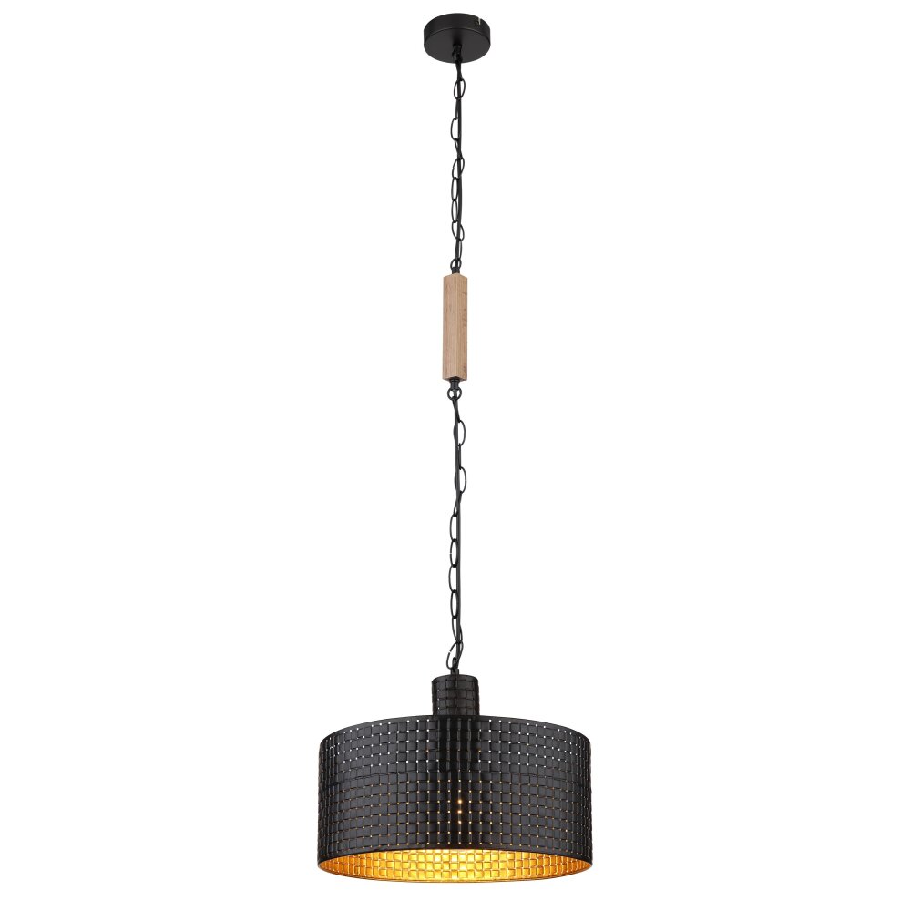 Globo RIELLY Hängeleuchte Holzoptik, Schwarz, 1-flammig main product photo