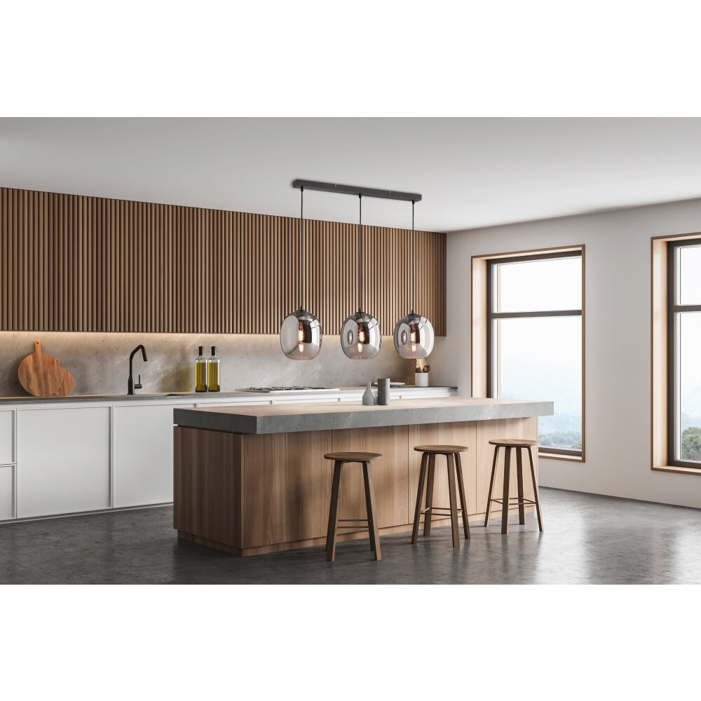 Fischer & Honsel Nayla Pendelleuchte Schwarz, 3-flammig main product photo