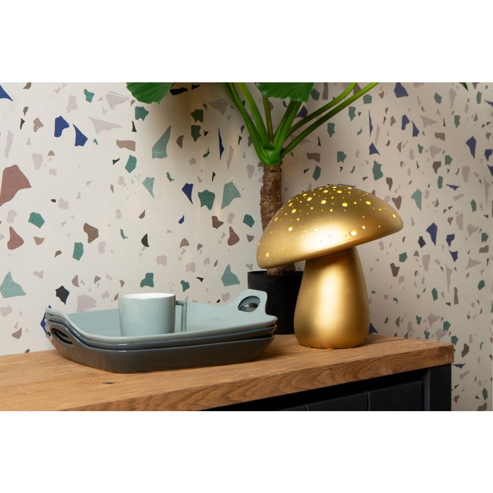 Lucide FUNGO Tischleuchte Gold, Messing, 1-flammig main product photo
