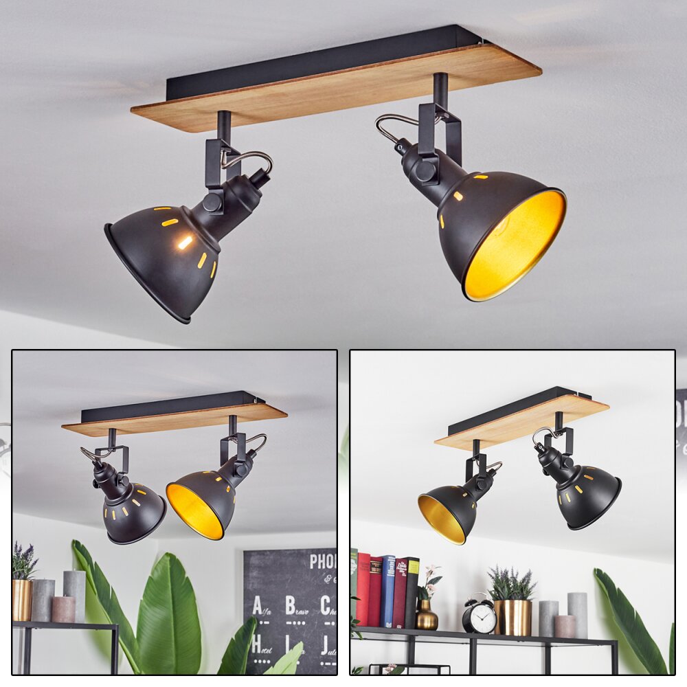 Tina Deckenleuchte Naturfarben, Schwarz, 2-flammig main product photo