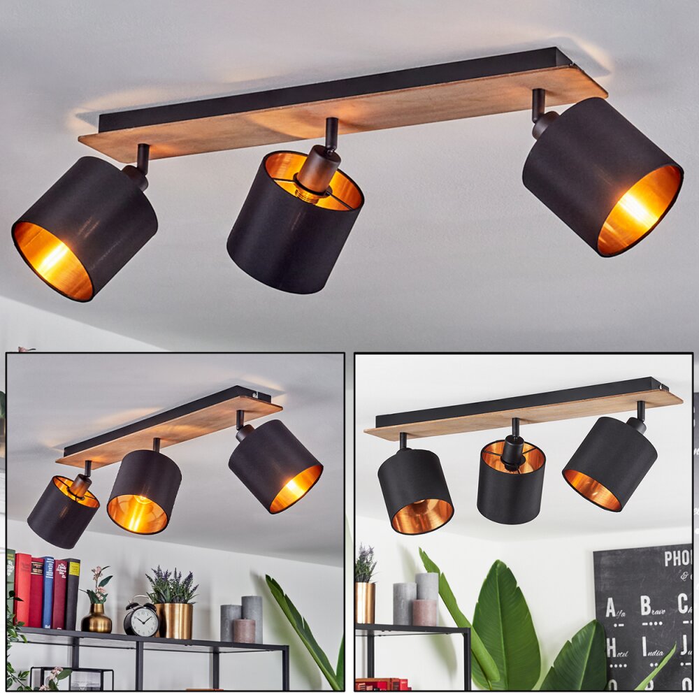 Alsen Deckenleuchte Holz dunkel, Schwarz, 3-flammig main product photo