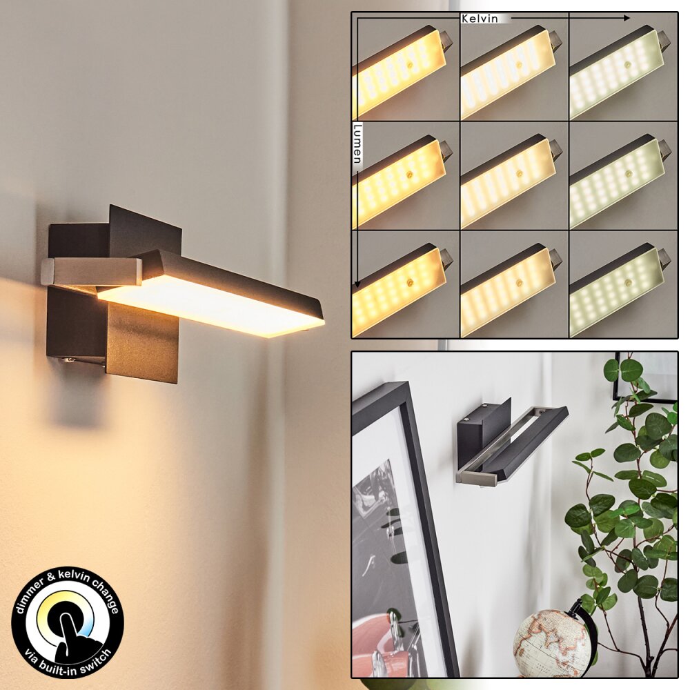 Waltenheim Wandleuchte LED Nickel-Matt, Schwarz, 1-flammig main product photo