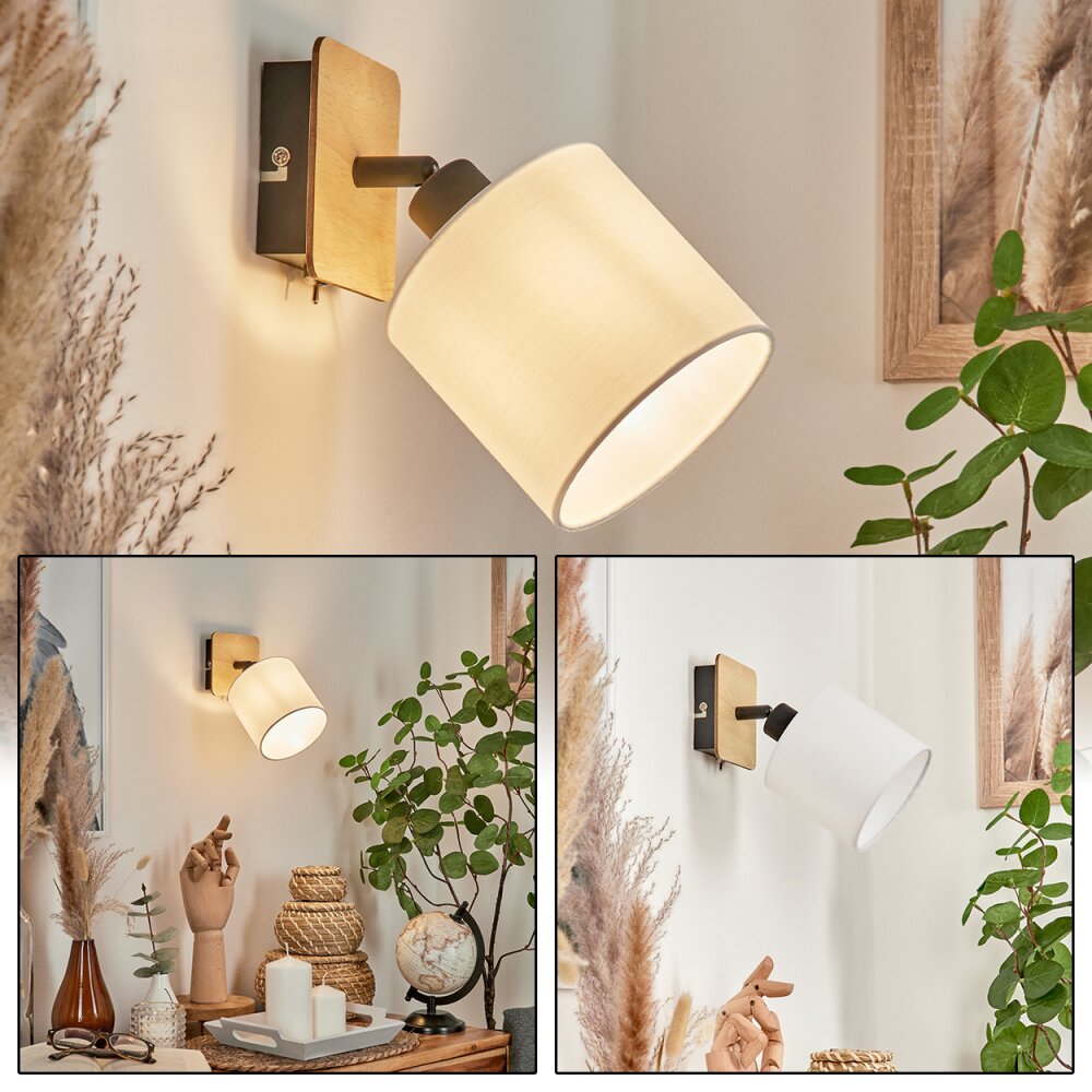 Alsen Wandleuchte Holz hell, Schwarz, 1-flammig main product photo