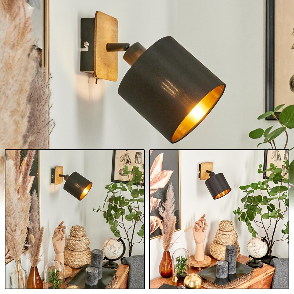 Alsen Wandleuchte Naturfarben, Schwarz, 1-flammig main product photo