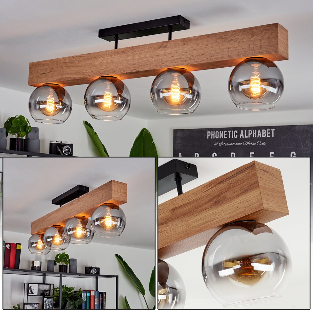 Vouhet Deckenleuchte Braun, Holzoptik, Schwarz, 4-flammig main product photo