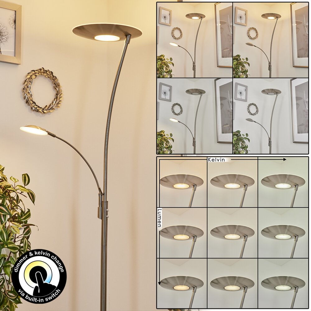 Gravin Deckenfluter LED Nickel-Matt, Weiß, 2-flammig main product photo