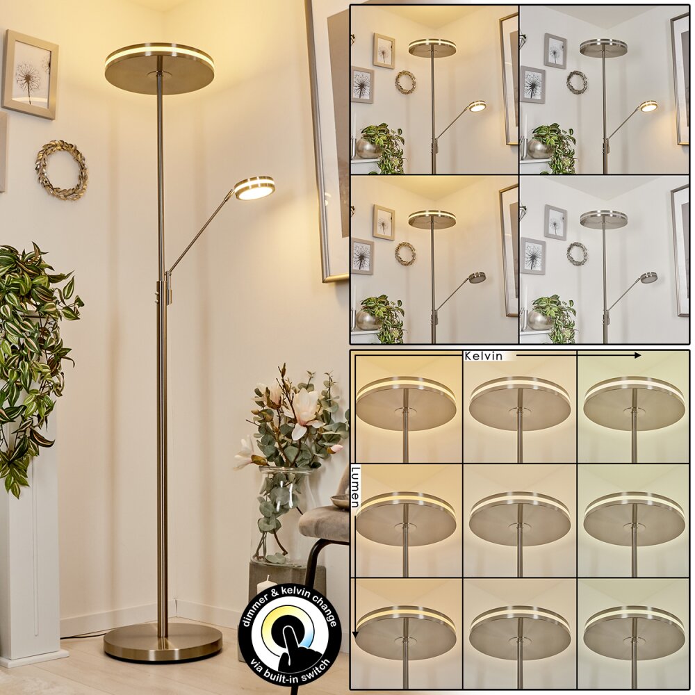 Huallilemu Deckenfluter LED Nickel-Matt, 2-flammig main product photo