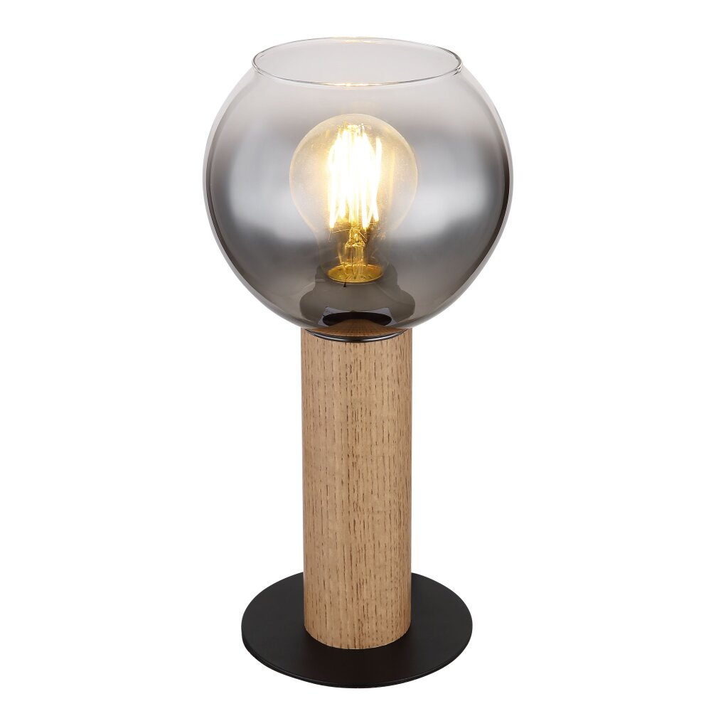 Globo MOITAS Tischleuchte Holzoptik, Schwarz, 1-flammig main product photo