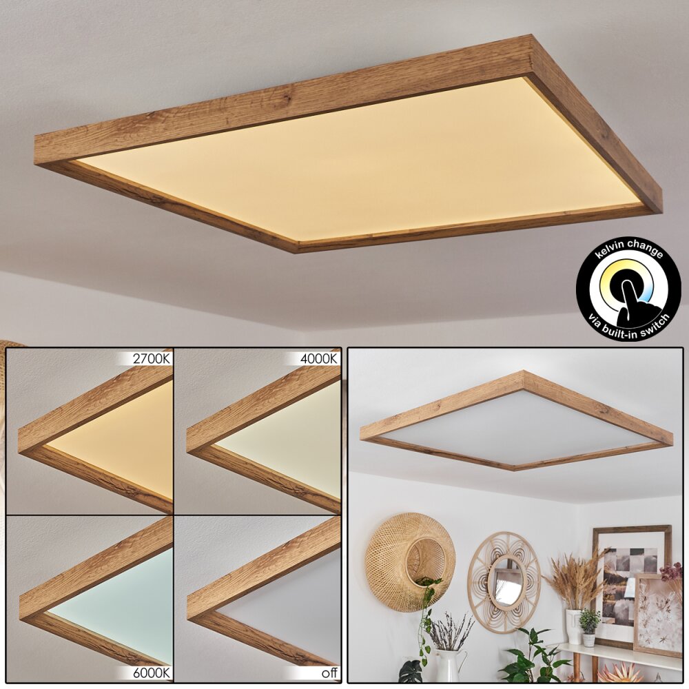 Longvic Deckenpanel LED Braun, Holzoptik, Schwarz, 1-flammig main product photo