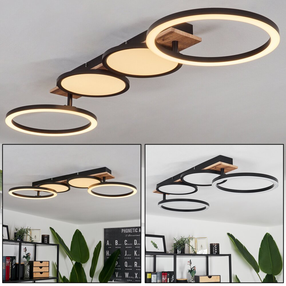 Avelal Deckenleuchte LED Braun, Holzoptik, Schwarz, 1-flammig main product photo