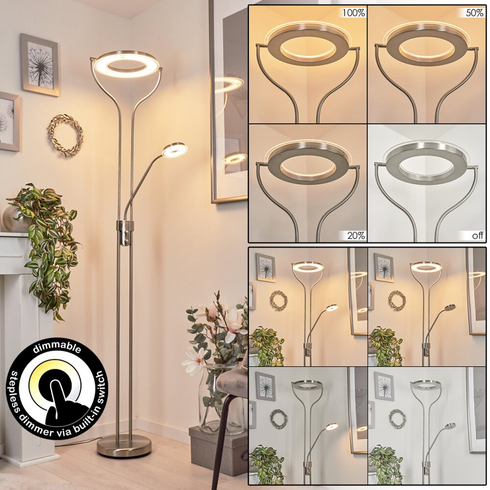 Plouescat Deckenfluter LED Nickel-Matt, 2-flammig main product photo