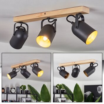 dunkel, Brilliant Deckenleuchte | Leuchten lampe Decca Schwarz 85831/46 Holz