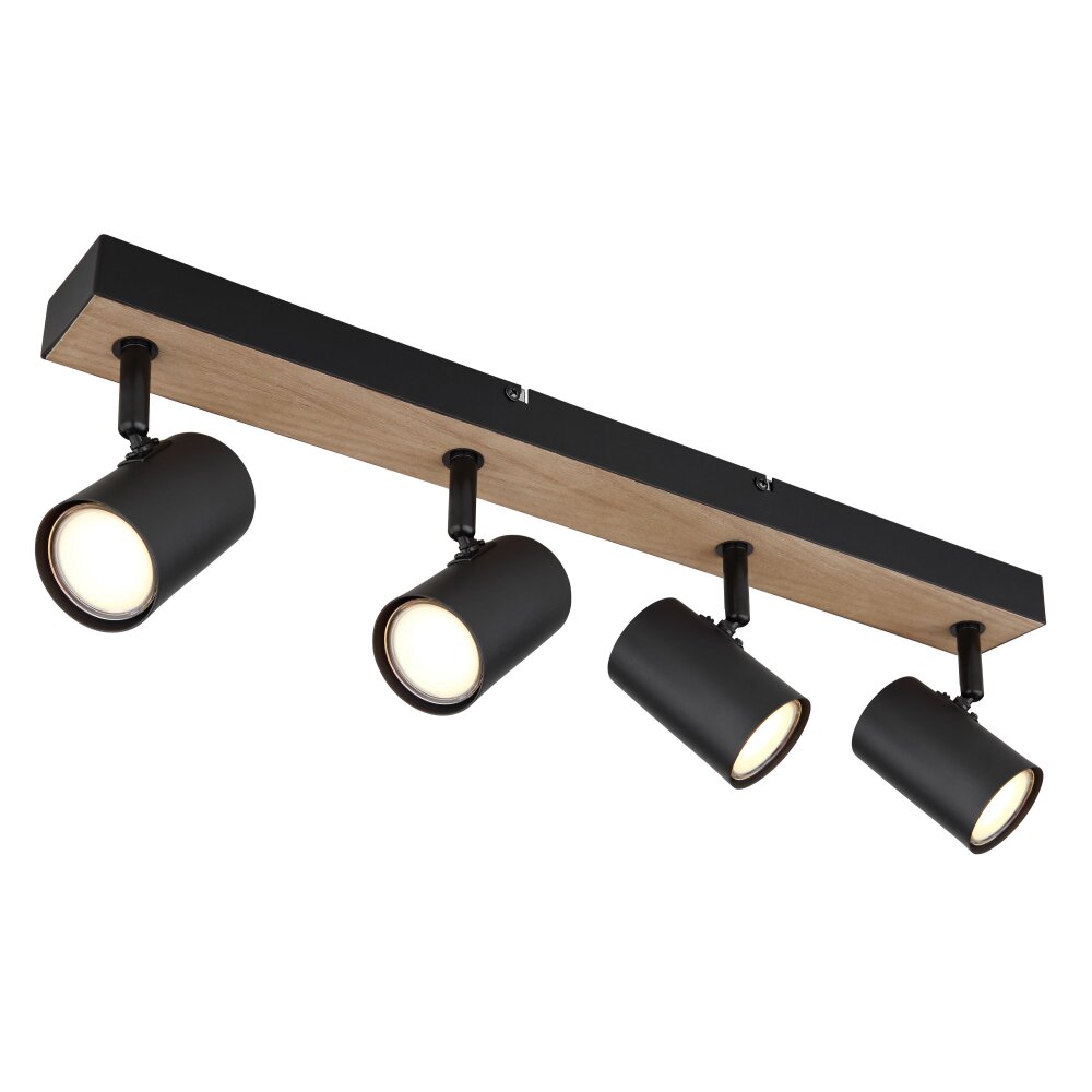 Globo ROBBY Deckenleuchte Holzoptik, Schwarz, 4-flammig main product photo