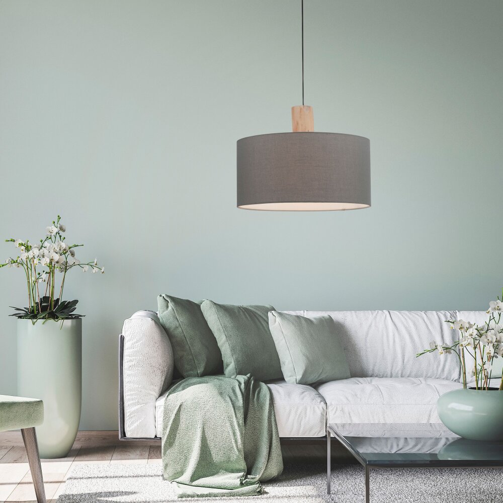 Leuchten Direkt LINEN Hängeleuchte Naturfarben, Schwarz, 1-flammig main product photo