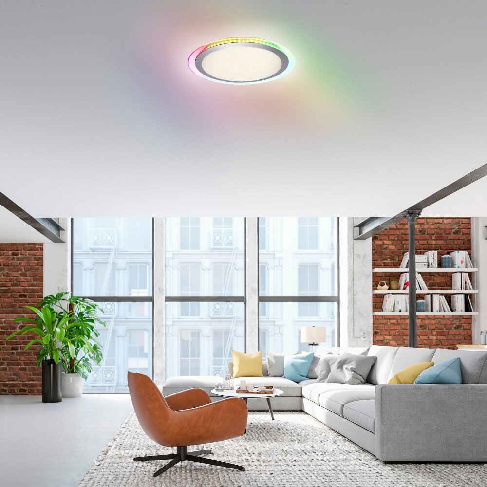 Leuchten Direkt CYBA Deckenleuchte LED Silber, 2-flammig, Fernbedienung, Farbwechsler main product photo