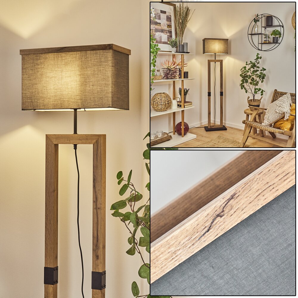 Lure Stehleuchte Braun, Holzoptik, Schwarz, 1-flammig main product photo
