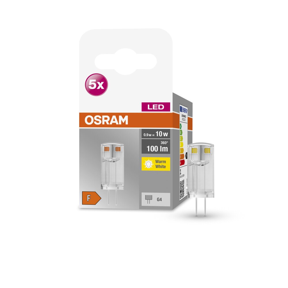 OSRAM LED BASE PIN 5er Set LED G4 0,9 Watt 2700 Kelvin 100 Lumen main product photo