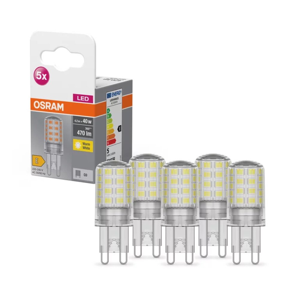 OSRAM LED BASE PIN 5er Set LED G9 4,2 Watt 2700 Kelvin 470 Lumen main product photo
