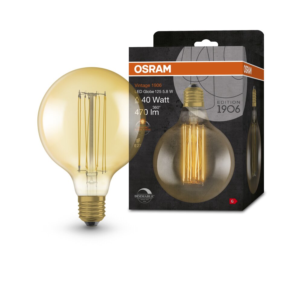 OSRAM Vintage 1906® LED E27 5,8 Watt 2200 Kelvin 470 Lumen 4058075761797