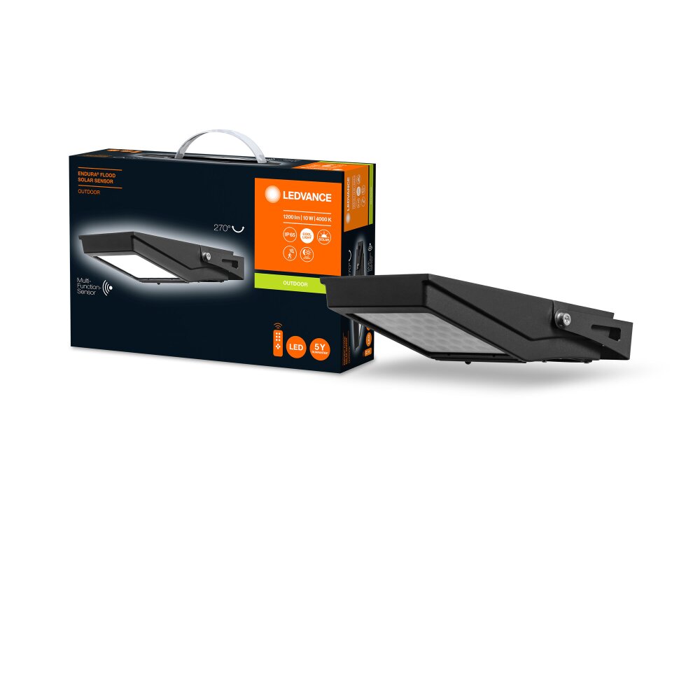 Ledvance ENDURA FLOOD Solar-Gartenstrahler Schwarz, 1-flammig, Bewegungsmelder main product photo