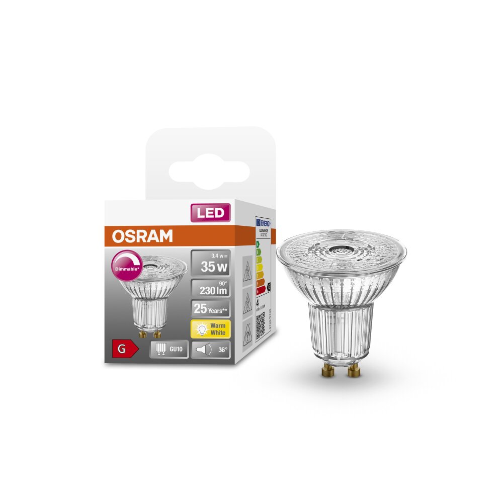 OSRAM LED SUPERSTAR LED GU10 3,4 Watt 2700 Kelvin 230 Lumen main product photo