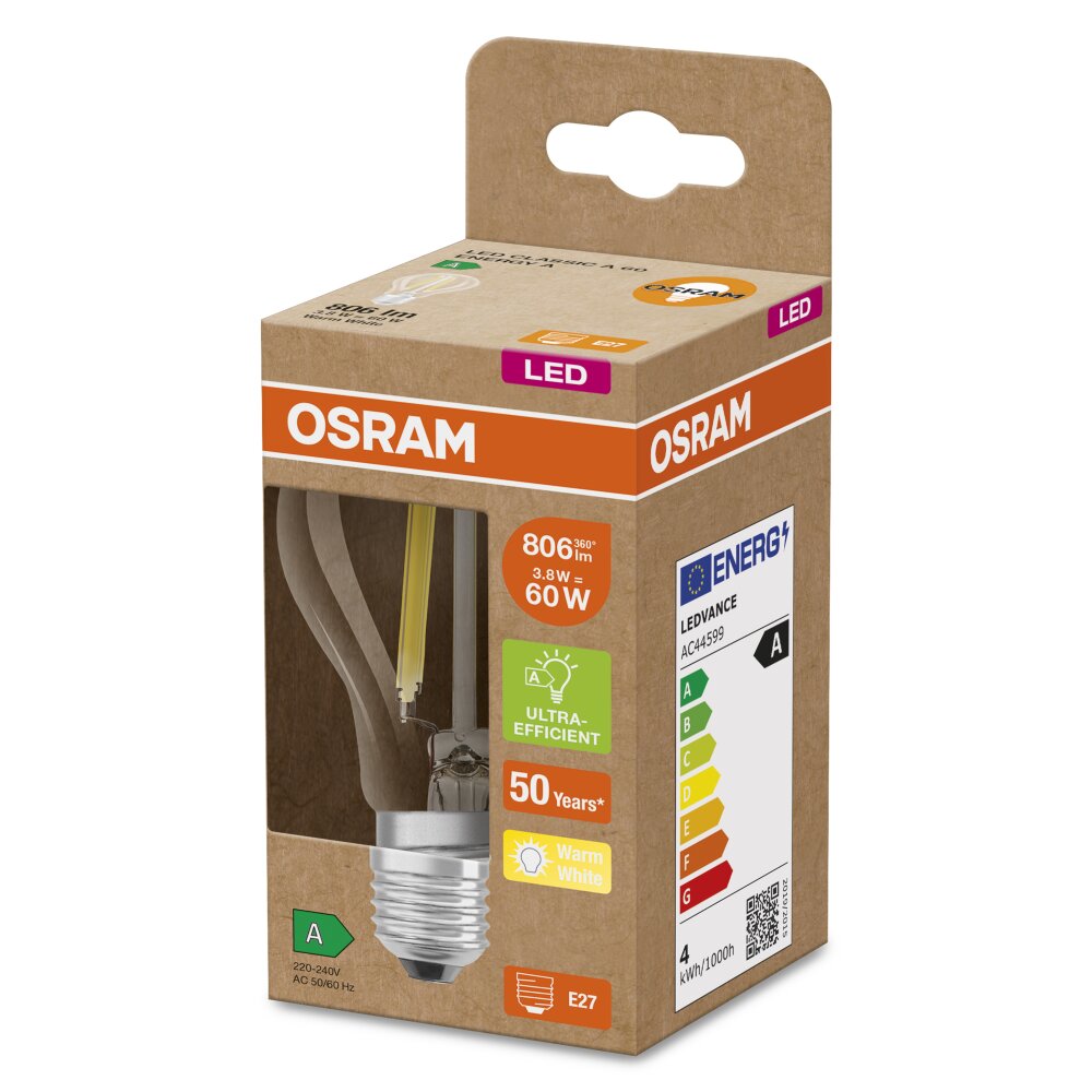 OSRAM LED E27 3,8 Watt 3000 Kelvin 840 Lumen main product photo