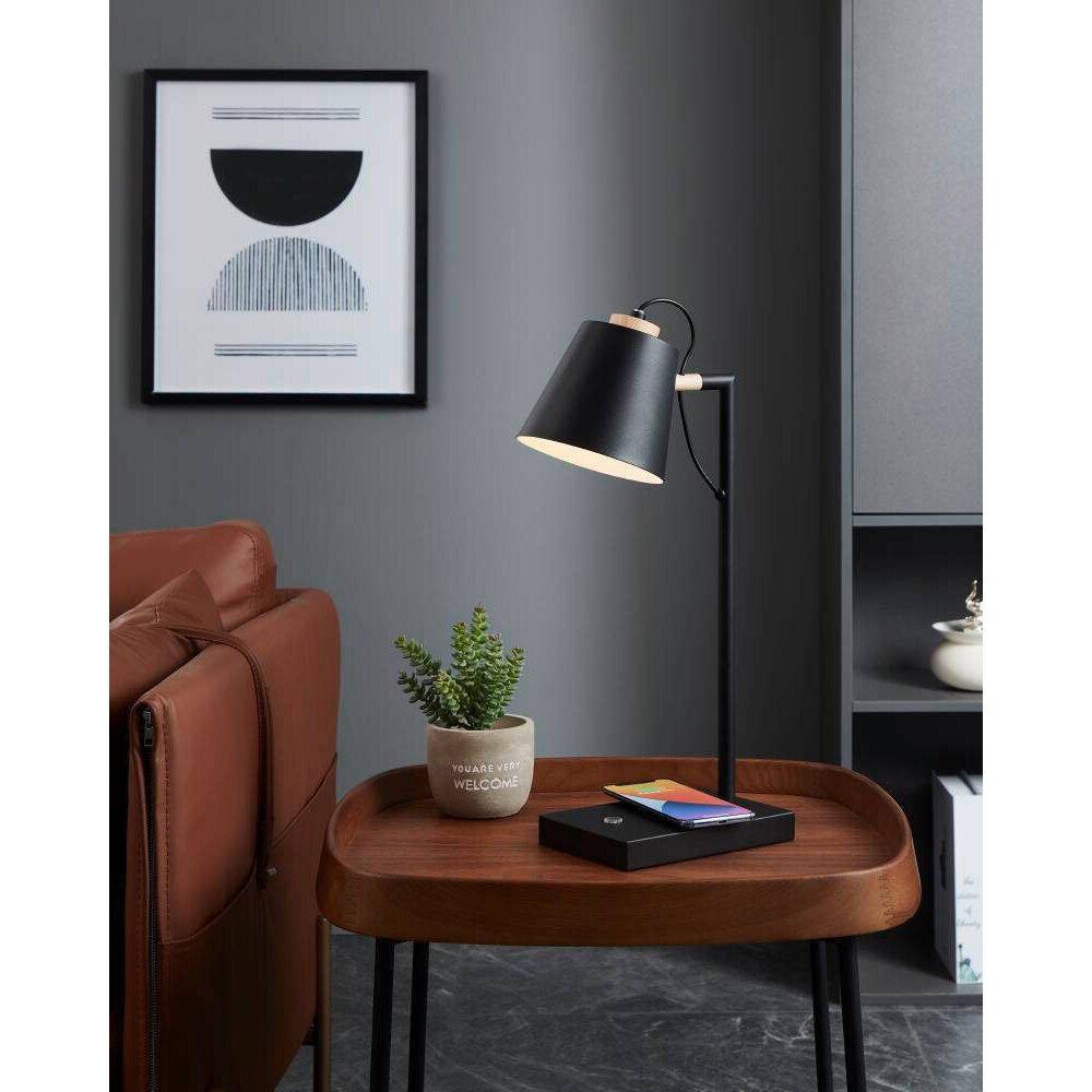 Eglo LACEY-QI Tischleuchte LED Braun, Schwarz, 1-flammig main product photo