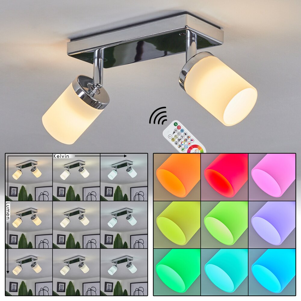 Cerejeiras Deckenleuchte LED Chrom, 2-flammig, Fernbedienung, Farbwechsler main product photo