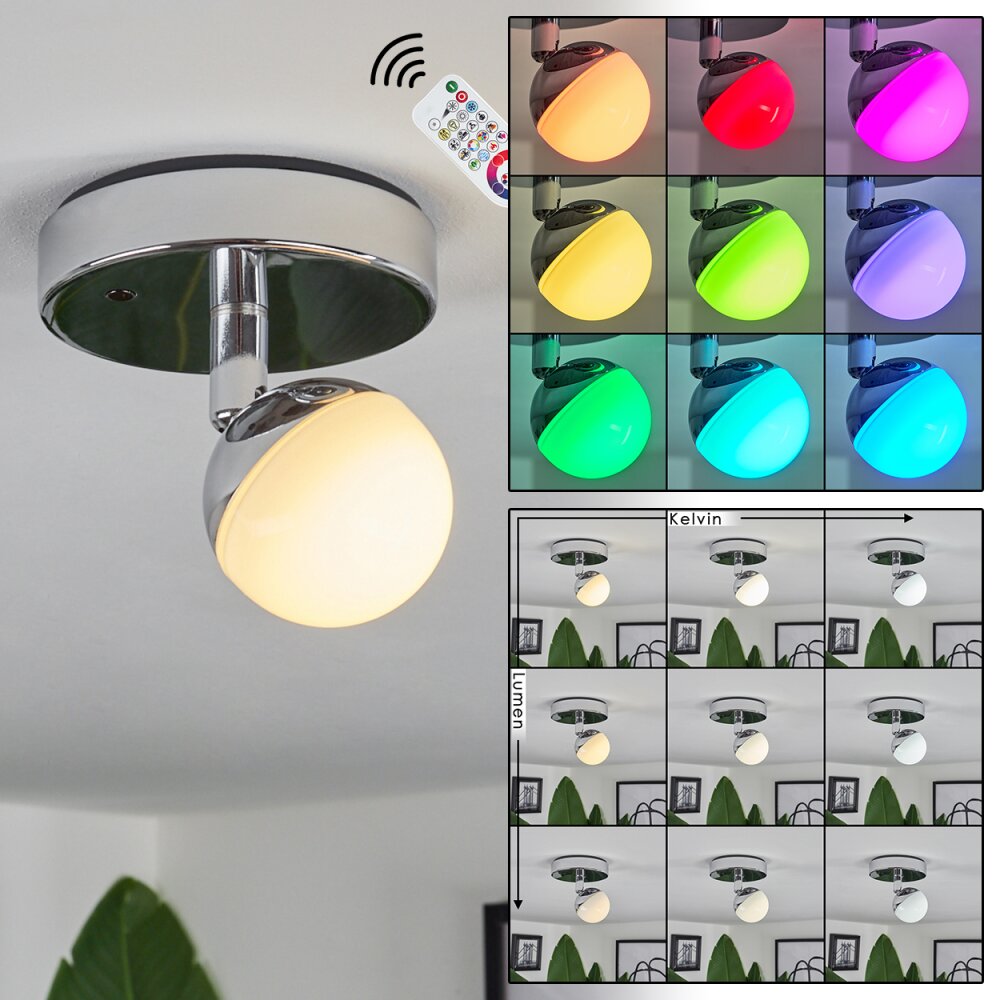 Sanchequias Deckenleuchte LED Chrom, 1-flammig, Fernbedienung, Farbwechsler main product photo