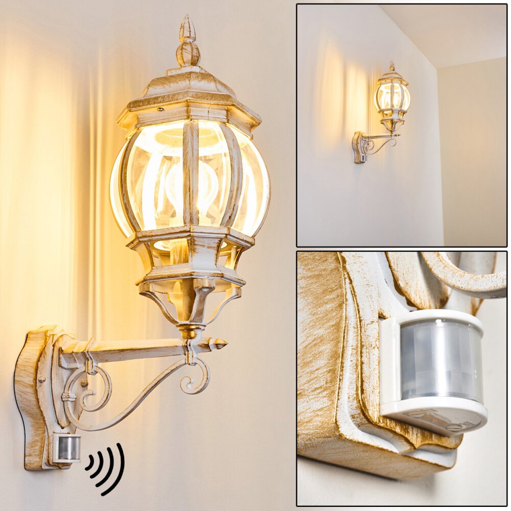 Lentua Außenwandleuchte Gold, Weiß, 1-flammig, Bewegungsmelder main product photo
